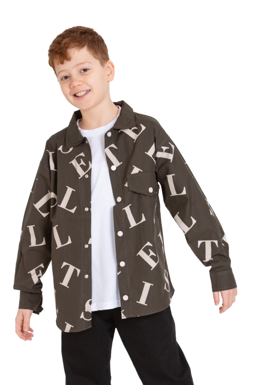 Erkek Çocuk 2li Takım (%100 Poplin Pamuk Gömlek+T-Shirt) P1080