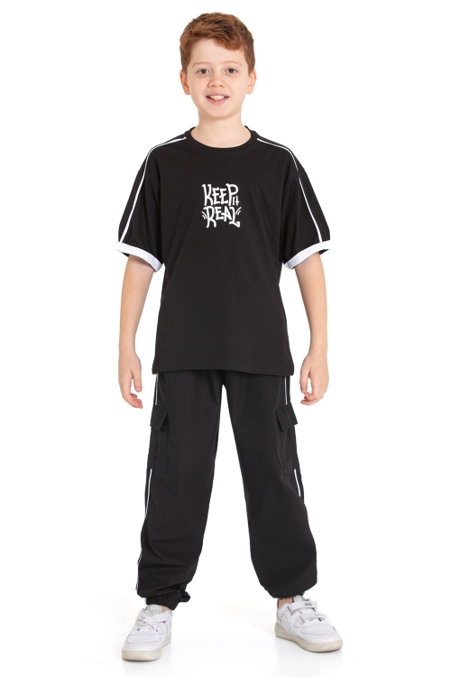 Erkek Çocuk 2li Takım (Jogger Paraşüt Pantolon+T-Shirt) P1167-69