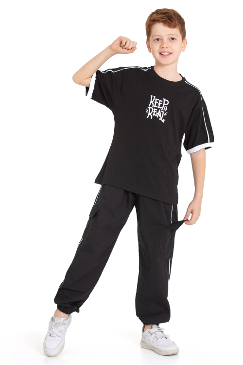 Erkek Çocuk 2li Takım (Jogger Paraşüt Pantolon+T-Shirt) P1167-69