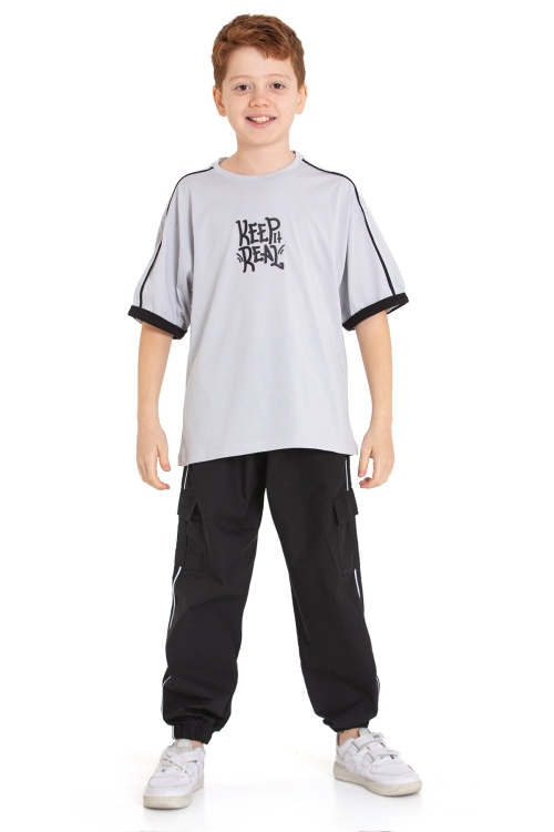 Erkek Çocuk 2li Takım (Jogger Paraşüt Pantolon+T-Shirt) P1167-69