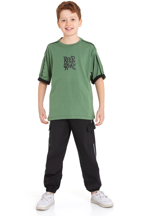 Erkek Çocuk 2li Takım (Jogger Paraşüt Pantolon+T-Shirt) P1167-69