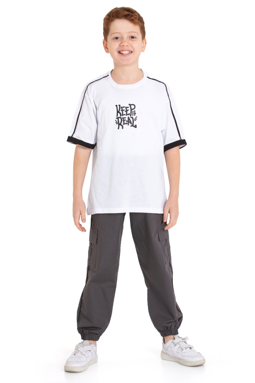 Erkek Çocuk 2li Takım (Jogger Paraşüt Pantolon+T-Shirt) P1167-69