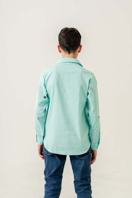 Erkek Çocuk Çift Cepli Keten Gömlek P1098