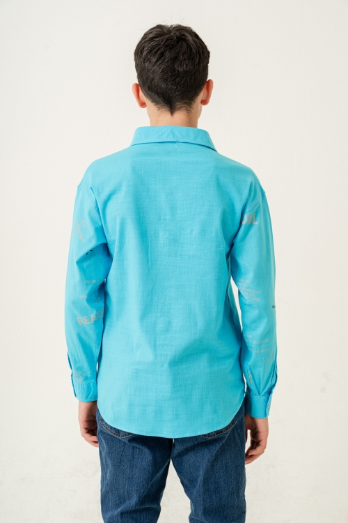 Erkek Çocuk Çift Cepli Keten Gömlek P1098