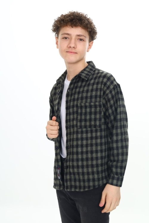 Erkek Çocuk Ekose Desenli Oduncu Gömlek P2000