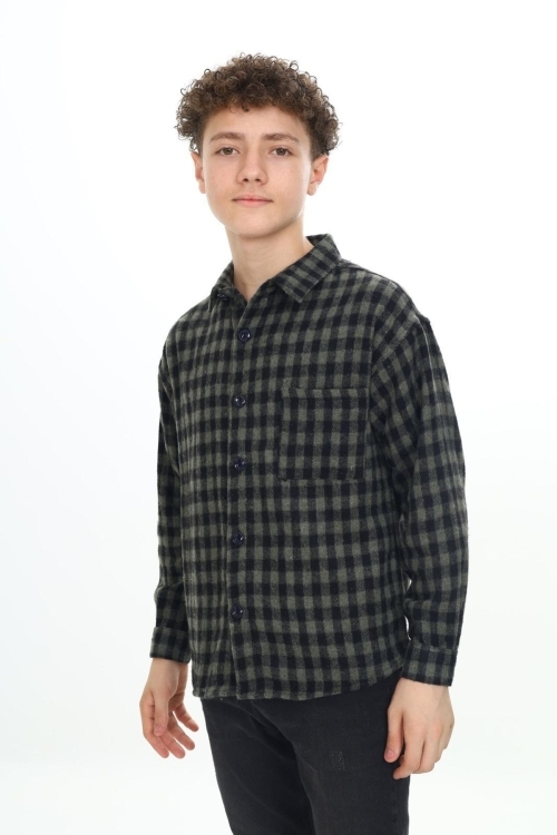 Erkek Çocuk Ekose Desenli Oduncu Gömlek P2000