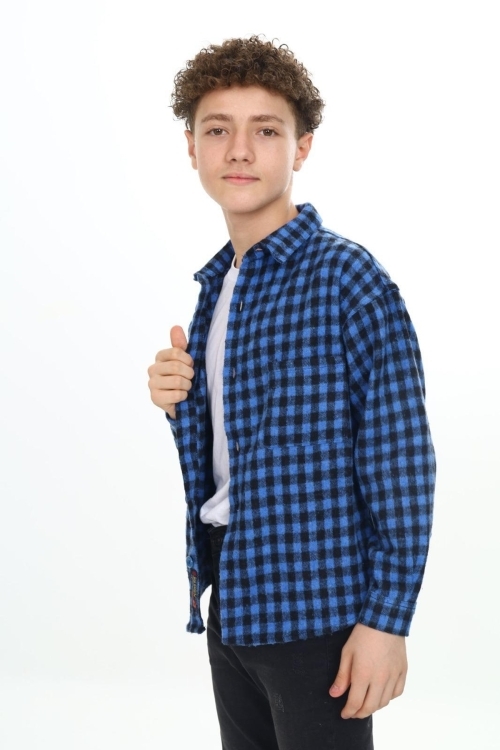 Erkek Çocuk Ekose Desenli Oduncu Gömlek P2000