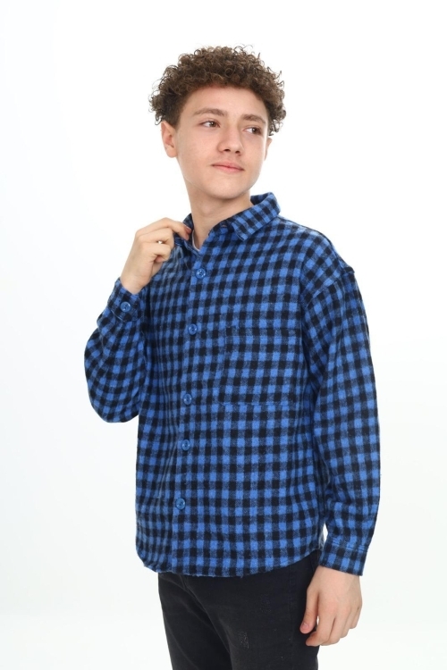 Erkek Çocuk Ekose Desenli Oduncu Gömlek P2000