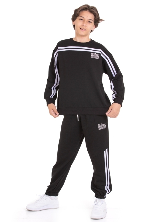 Erkek Çocuk Eşofman Takımı - 2 İplik-Şerit Garni Detaylı 1249.1