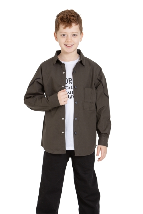 Erkek Çocuk 2li Takım (%100 Poplin Pamuk Gömlek+T-Shirt) P1083