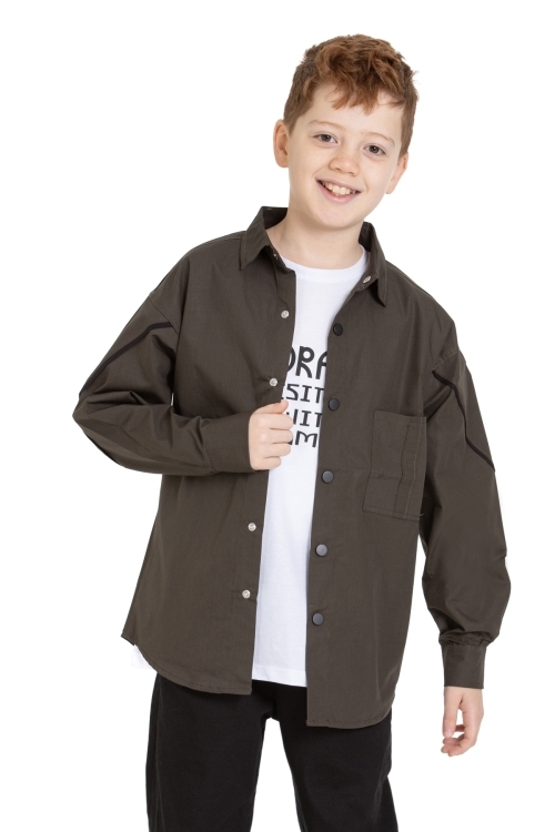 Erkek Çocuk 2li Takım (%100 Poplin Pamuk Gömlek+T-Shirt) P1083