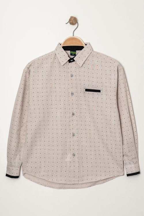Erkek Çocuk Nokta Baskılı Flam Pamuk Gömlek P1014