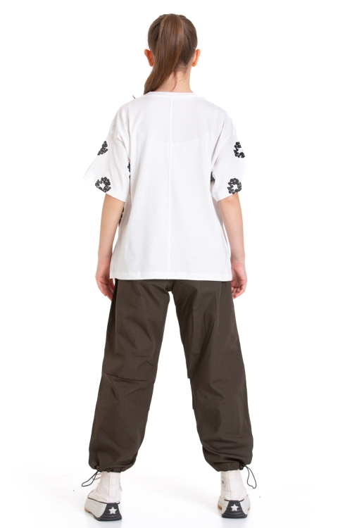 Kız Çocuk 2li Alt-Üst Takım (Paraşüt Pantolon+T-Shirt) P090