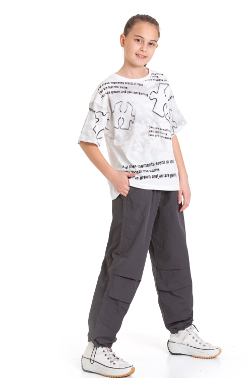 Kız Çocuk 2li Alt-Üst Takım (Paraşüt Pantolon+T-Shirt) P091