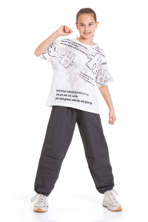 Kız Çocuk 2li Alt-Üst Takım (Paraşüt Pantolon+T-Shirt) P091