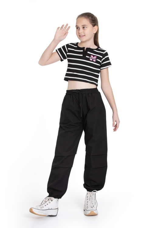 Kız Çocuk 2li Takım (Paraşüt Pantolon+Crop Bady T-shirt) P1078