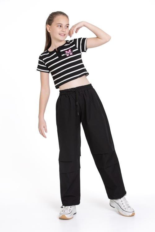 Kız Çocuk 2li Takım (Paraşüt Pantolon+Crop Bady T-shirt) P1078