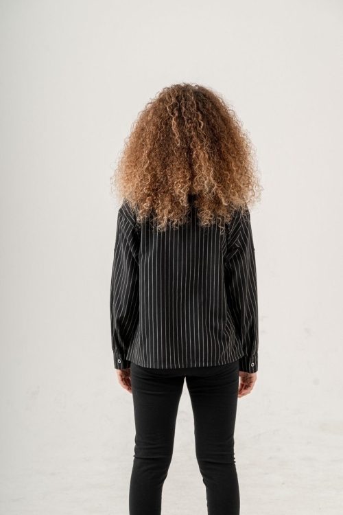 Kız Çocuk Çizgi Desenli Cep Kemerli Gömlek P1037