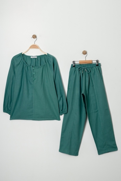 Kız Çocuk %100 Jüt Pamuk Alt-Üst Takım P1038