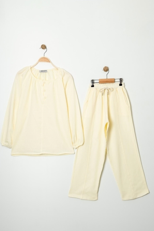 Kız Çocuk %100 Jüt Pamuk Alt-Üst Takım P1038