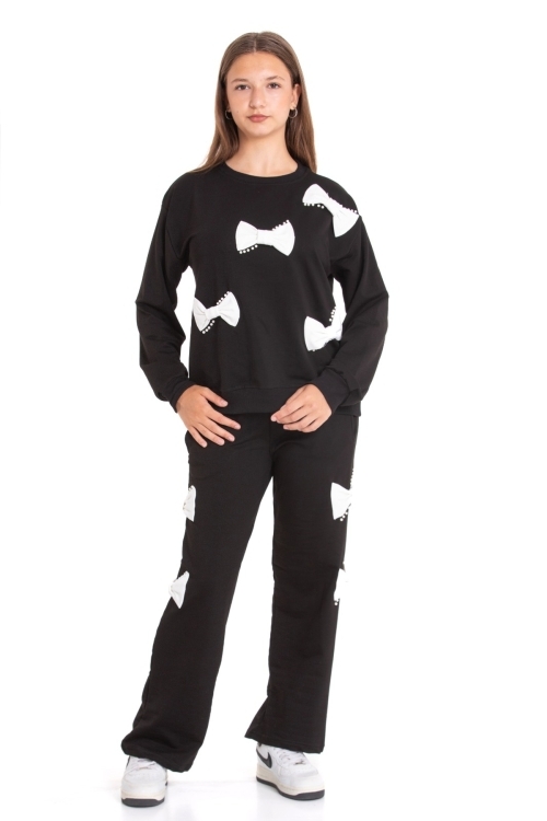 Kız Çocuk Fiyonk Süslemeli 2 İplik Alt-Üst Takım 12223.1