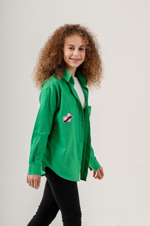 Kız Çocuk Flam Pamuk Gömlek P1085