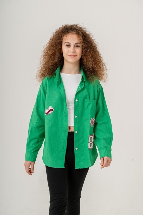 Kız Çocuk Flam Pamuk Gömlek P1085