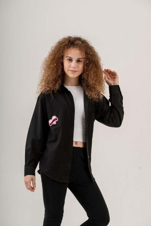 Kız Çocuk Flam Pamuk Gömlek P1085