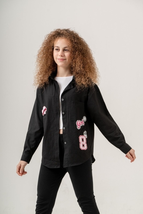 Kız Çocuk Flam Pamuk Gömlek P1085