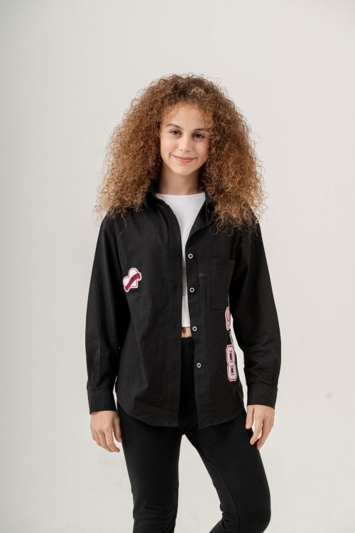 Kız Çocuk Flam Pamuk Gömlek P1085