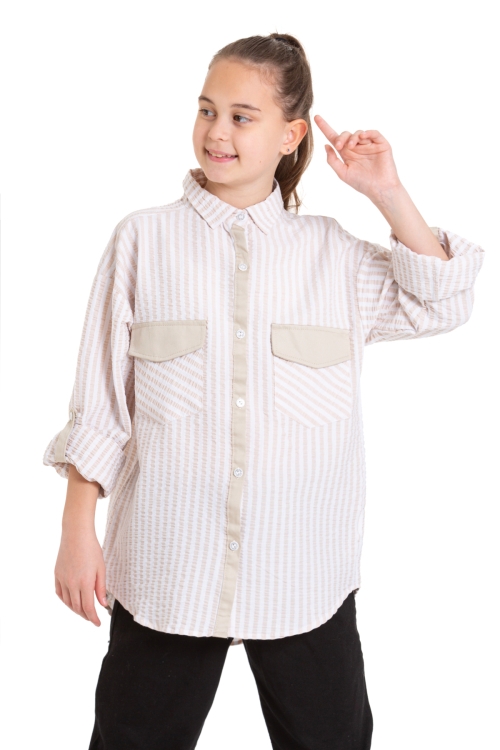 Kız Çocuk Flamlı Pamuk Gömlek P092