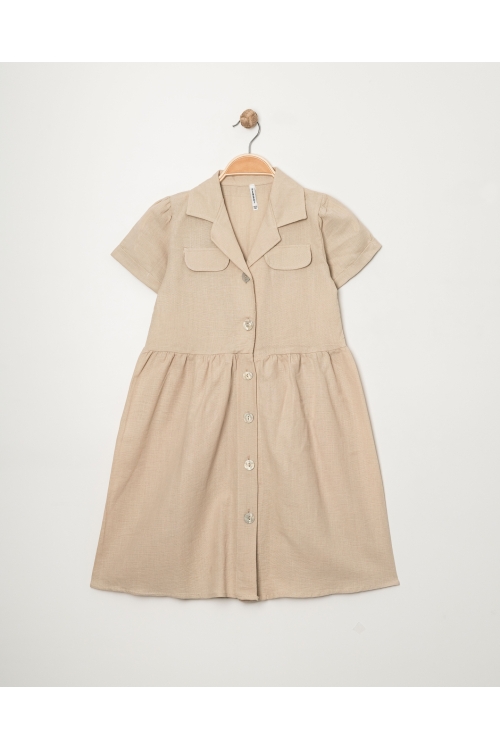 Kız Çocuk Jüt Pamuklu Kısa Kollu Elbise P1009