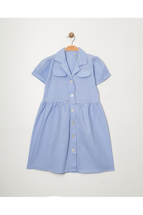 Kız Çocuk Jüt Pamuklu Kısa Kollu Elbise P1009