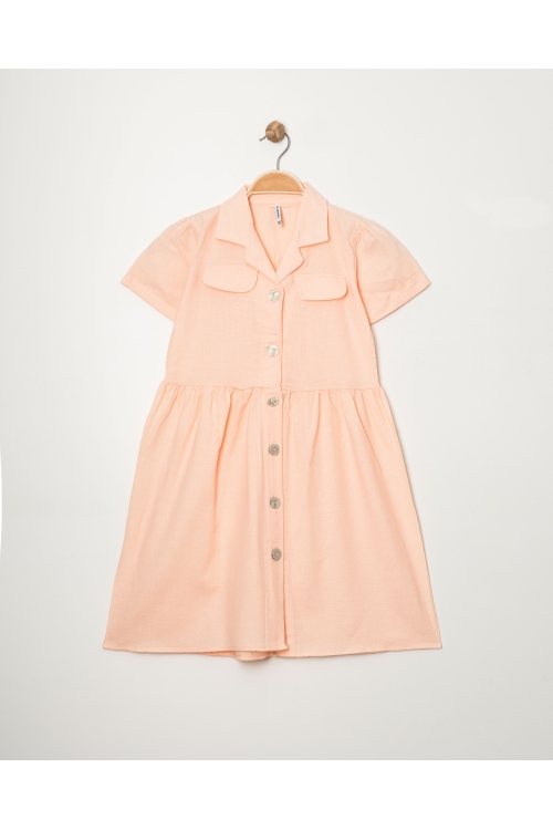 Kız Çocuk Jüt Pamuklu Kısa Kollu Elbise P1009