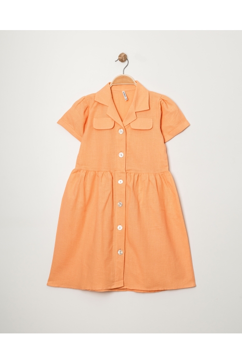 Kız Çocuk Jüt Pamuklu Kısa Kollu Elbise P1009