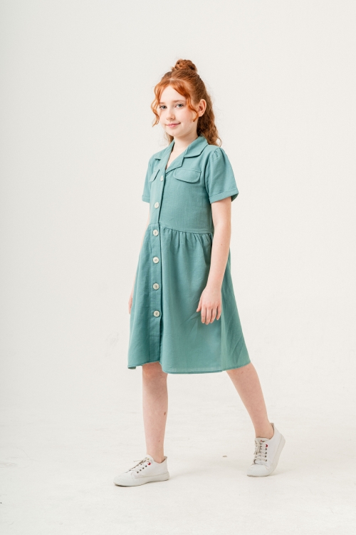 Kız Çocuk Jüt Pamuklu Kısa Kollu Elbise P1009