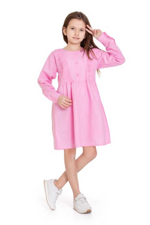 Kız Çocuk Pile Fırfır Detaylı Elbise P1017