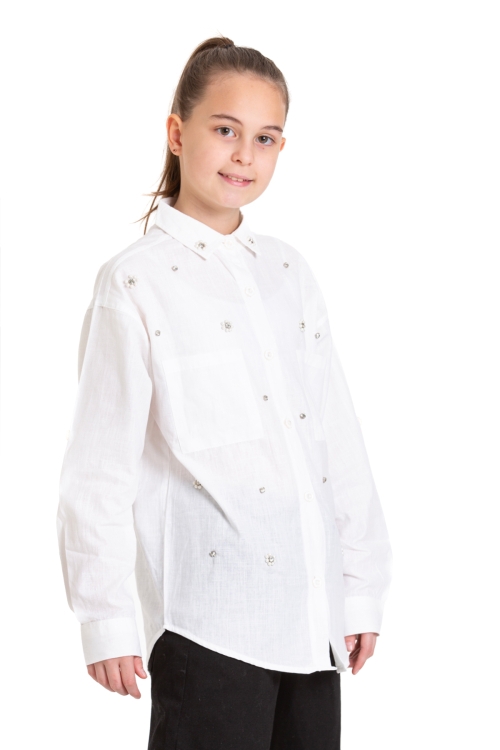 Kız Çocuk Taş Süslemeli Gömlek P093