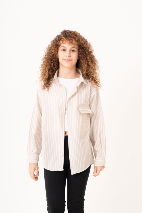 Kız Çocuk Taş Süslemeli Gömlek P1079