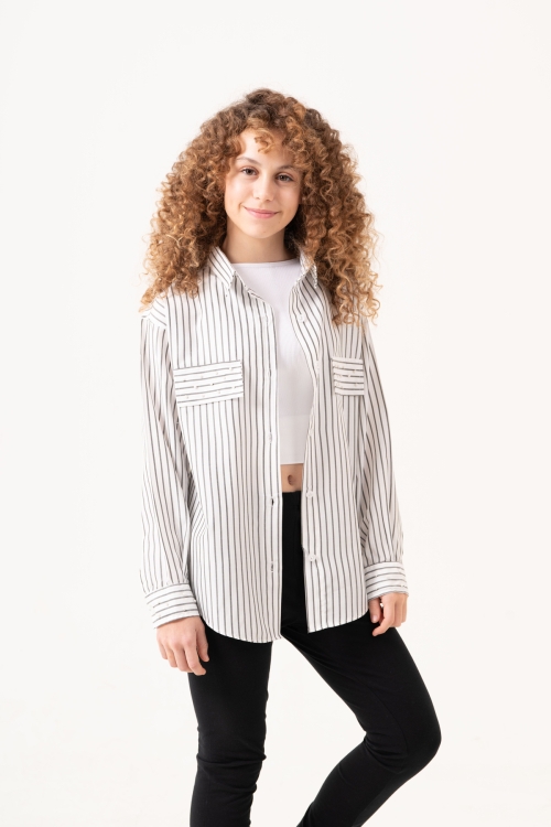 Kız Çocuk Taş Süslemeli Gömlek P1079