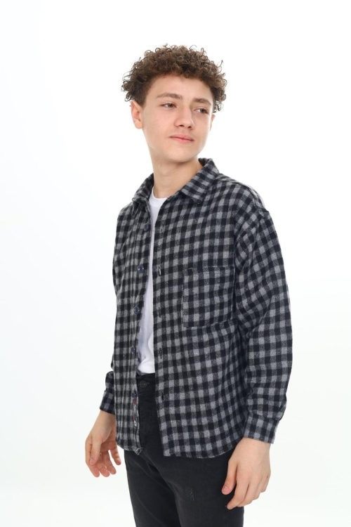 Erkek Çocuk Ekose Desenli Oduncu Gömlek P2000