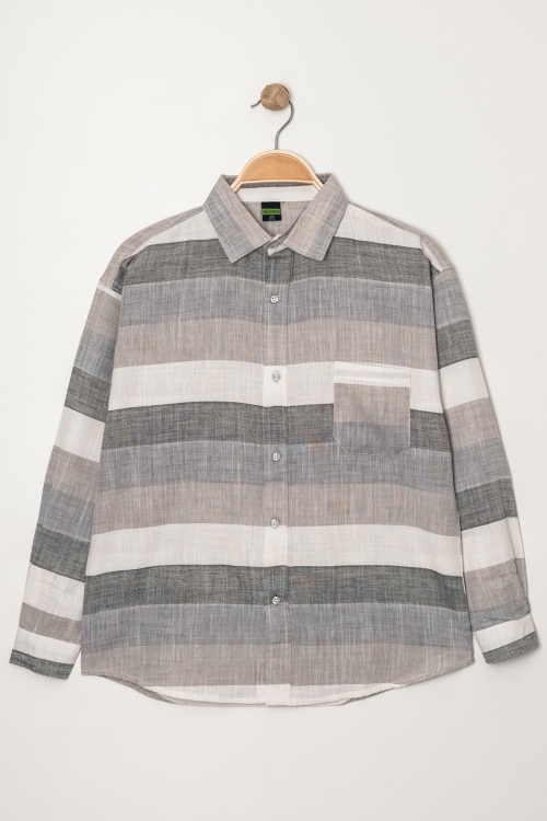 Erkek Çocuk Renk Desenli Keten Gömlek P1008