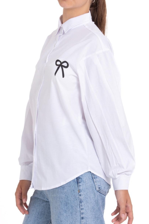 Kız Çocuk Fiyonk Görsel Baskılı-Bel Panelli Gömlek 1252.1