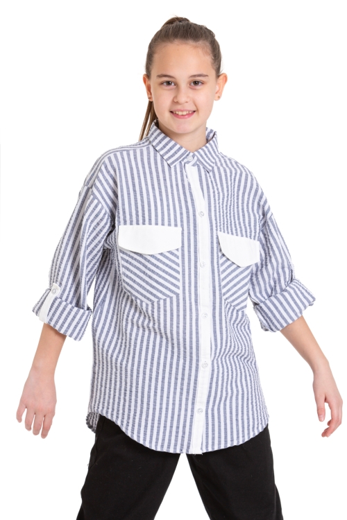 Kız Çocuk Flamlı Pamuk Gömlek P092