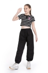 Kız Çocuk 2li Takım (Paraşüt Pantolon+Crop Bady T-shirt) P1078