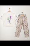 Kız Çocuk Lale Baskılı Alt-Üst Takım (Pantolon+T-Shirt) P1011
